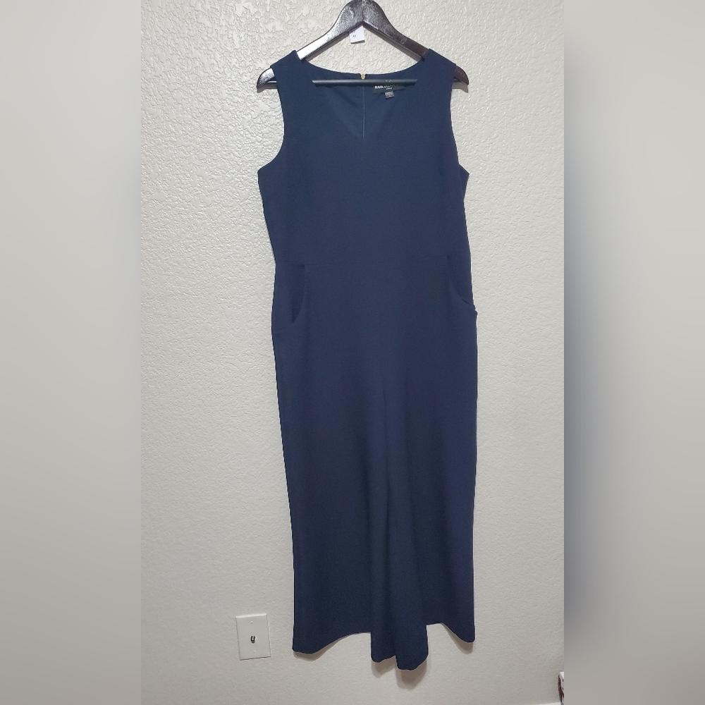 Karl Lagerfeld Navy Blue Sleeveless Cropped Jumpsuit Women's Size 14
